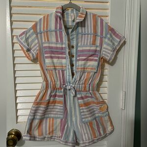 Zimmermann Kids Pop Stripe-Print Cotton Playsuit